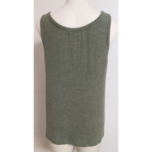 Women's Cabi # 6143 Wink Tank Green/White Striped Ruffle V-Neck Sleeveless Top M - Picture 5 of 7